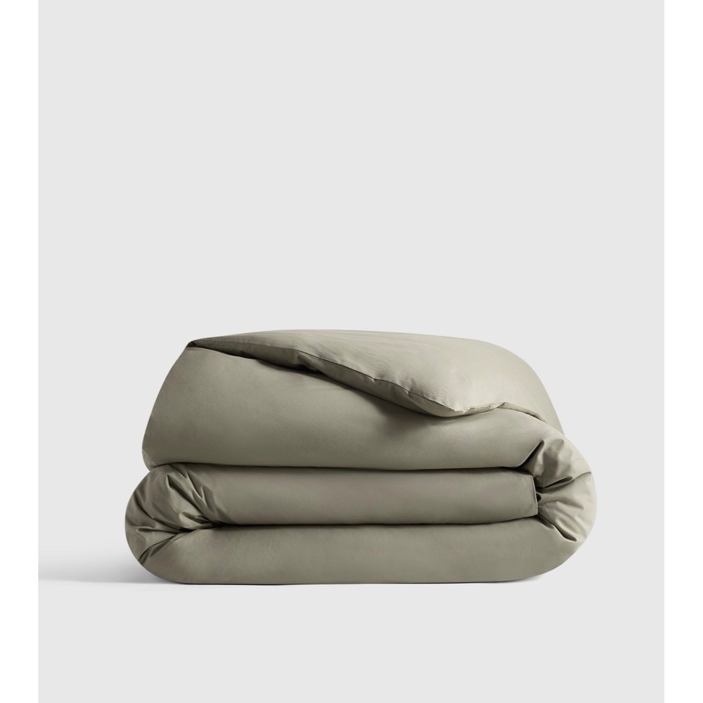 Quince Crisp Percale Duvet Cover Full/Queen Dried Sage